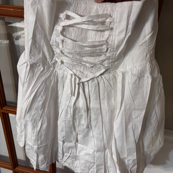 Women's Halter Tie up Backless Corset White Party mini Dress SZ: L - Picture 9 of 13